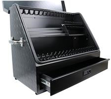 STORSMART 30" Steel Wedge Tool Box - Heavy Treadplate Design & Sliding Drawer