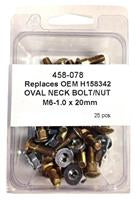 25 PC OVAL SHOULDER BOLT / NUT KIT M6x20mm - REPLACES JD BOLT