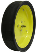 4-1/2 INCH X 16 INCH PLANTER WHEEL - YELLOW STEEL WHEELS  STEM BEARING WITH CROSS HOLE