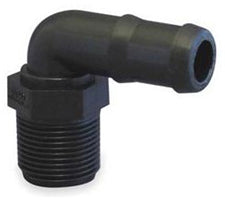 1/2 INCH X 1/2 INCH MNPT X HOSE BARB  POLY ELBOW - 90