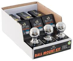 DISPLAY KIT OF THREE BLACK HITCH BALL MOUNTS  2-5/16" BALL FOR 2" RECEIVER  6,000 lb. CAPACITY