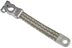 9 INCH 1 AWG BATTERY GROUND STRAP WITH TOP POST STRAIGHT X 7/16 EYELET CONNECTIONS