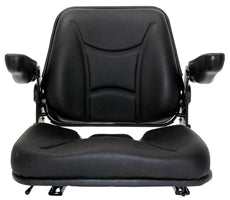 UNIVERSAL AG / INDUSTRIAL SEAT WITH FOLDING BACK & ARMS - BLACK VINYL